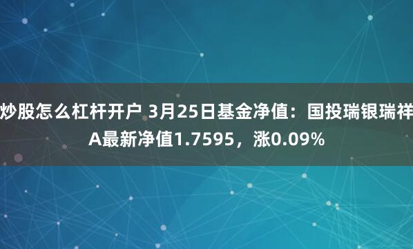 炒股怎么杠杆开户 3月25日基金净值：国投瑞银瑞祥A最新净值1.7595，涨0.09%