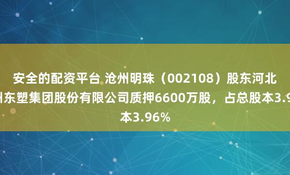 安全的配资平台 沧州明珠（002108）股东河北沧州东塑集团股份有限公司质押6600万股，占总股本3.96%