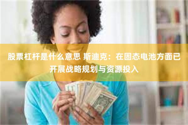 股票杠杆是什么意思 斯迪克：在固态电池方面已开展战略规划与资源投入